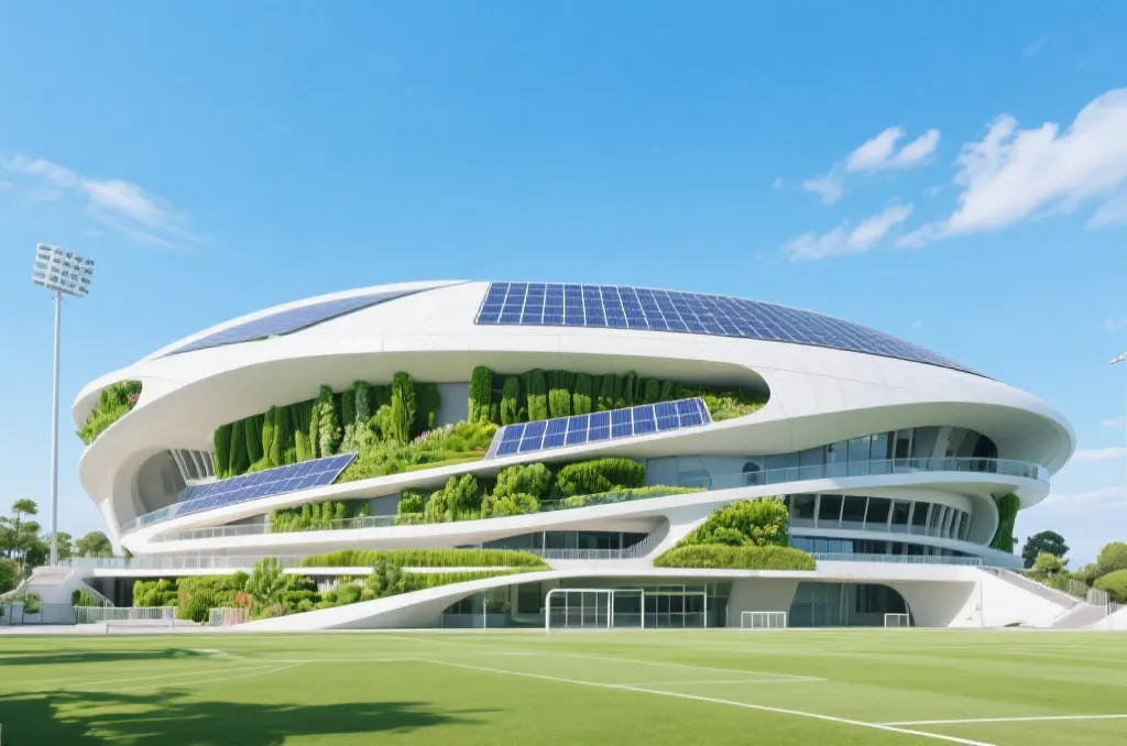 融合绿色植被与太阳能技术的现代化环保体育场